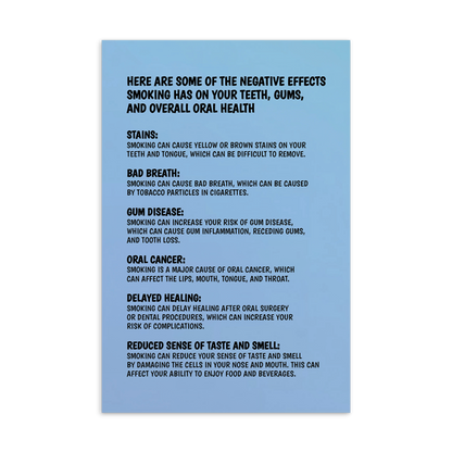 Oral Hygiene Cards-  Here Are Some Of The Negative Effects Smoking Has On Your Teeth, Gums, And Overall Oral Health