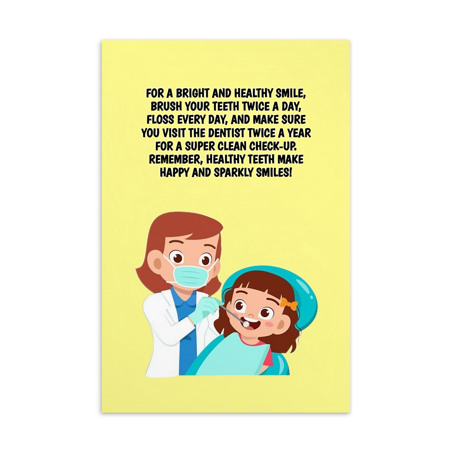 Oral Hygiene Cards- For A Bright And Healthy Smile, Brush Your Teeth Twice A Day