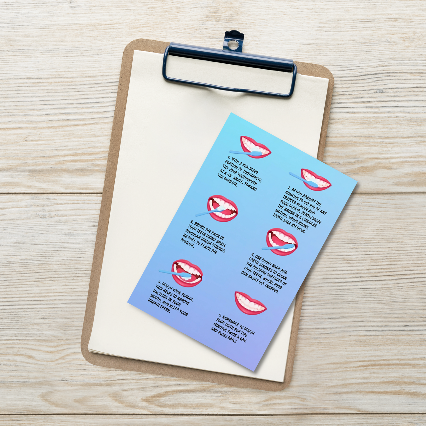 Oral Hygiene Cards-  Steps For How To Brush Your Teeth (With illustrations)