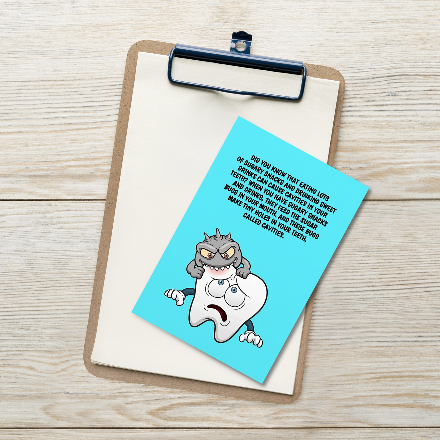 Oral Hygiene Cards- Did You Know That Eating Lots Of Sugary Snacks And Drinking Sweet Drinks Can Cause Cavities In Your Teeth?