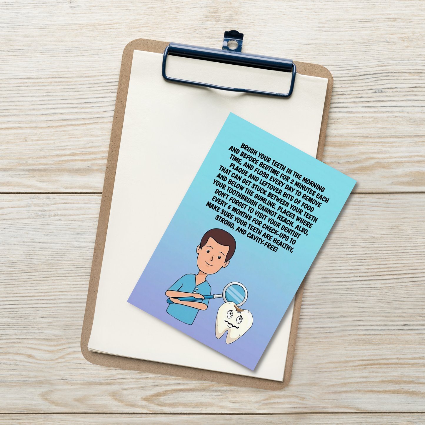 Oral Hygiene Cards- Brush Your Teeth In The Morning And Before Bedtime For 2 Minutes Each Time