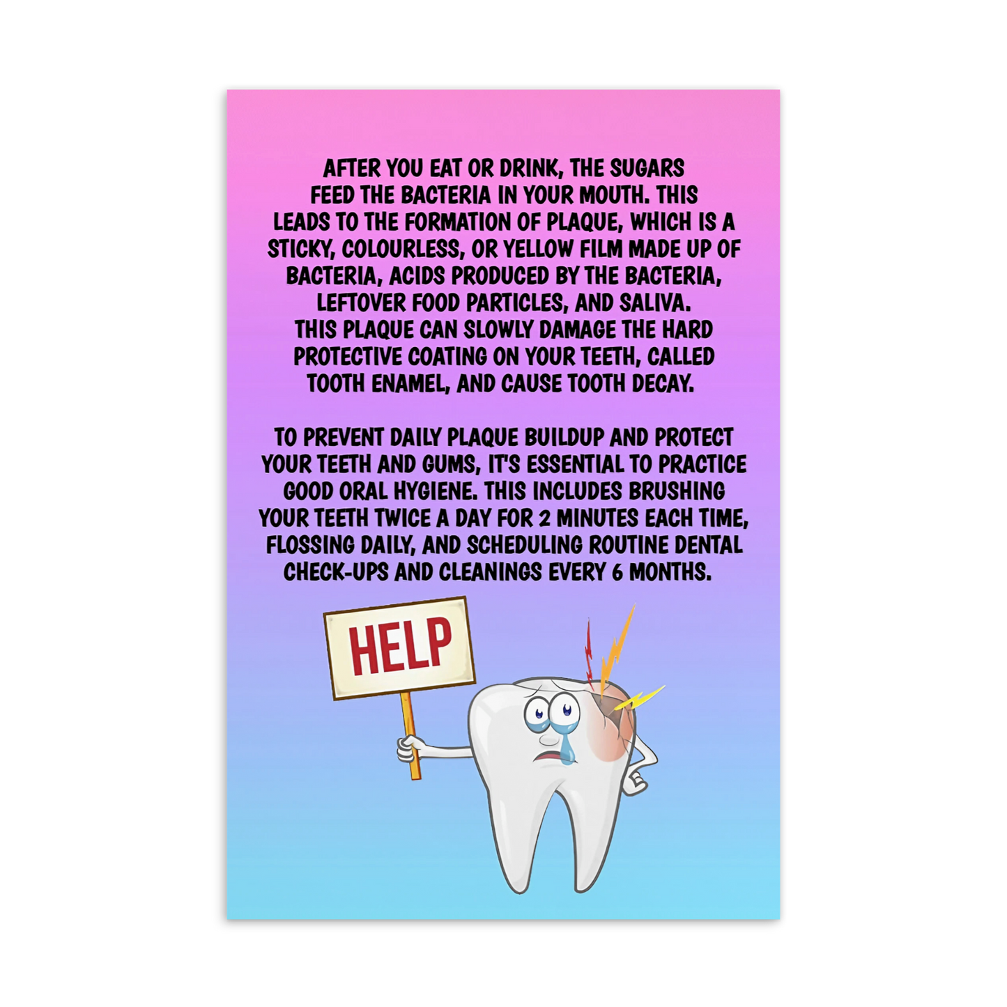 Oral Hygiene Cards- After You Eat Or Drink, The Sugars Feed The Bacteria In Your Mouth