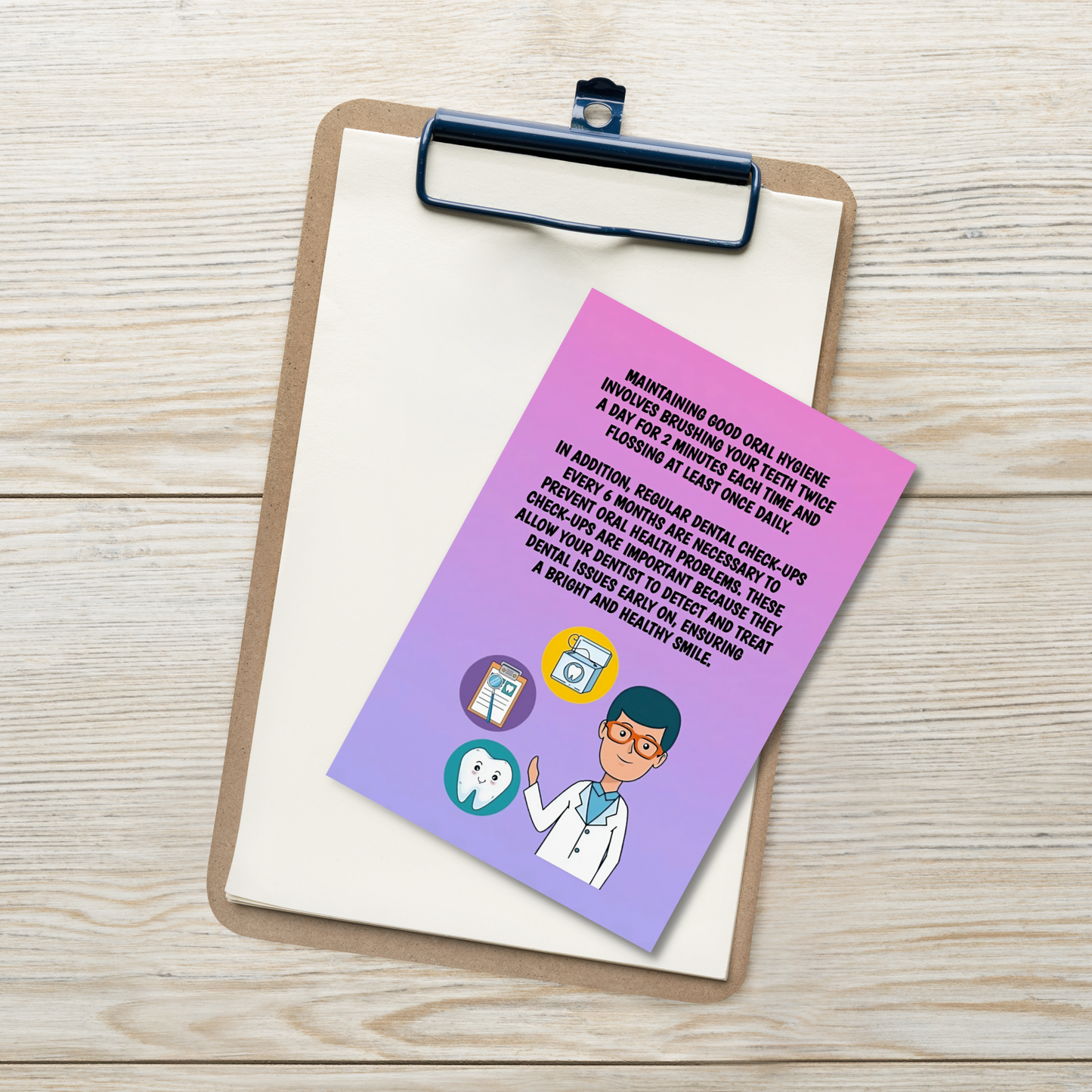 Oral Hygiene Cards- Maintaining Good Oral Hygiene Involves Brushing Your Teeth Twice A Day For Two Minutes Each Time And Flossing At Least Once Daily.