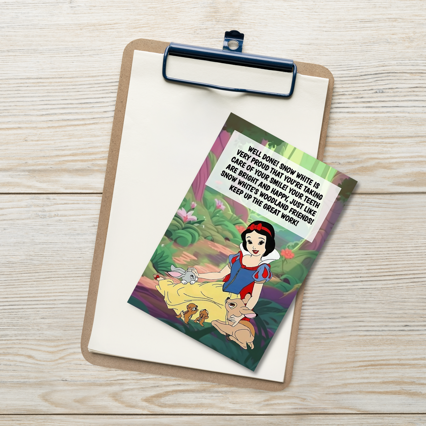 Snow White | Dental Motivational & Reward Cards- Well Done! Snow White Is Very Proud That You're Taking Care Of Your Smile!