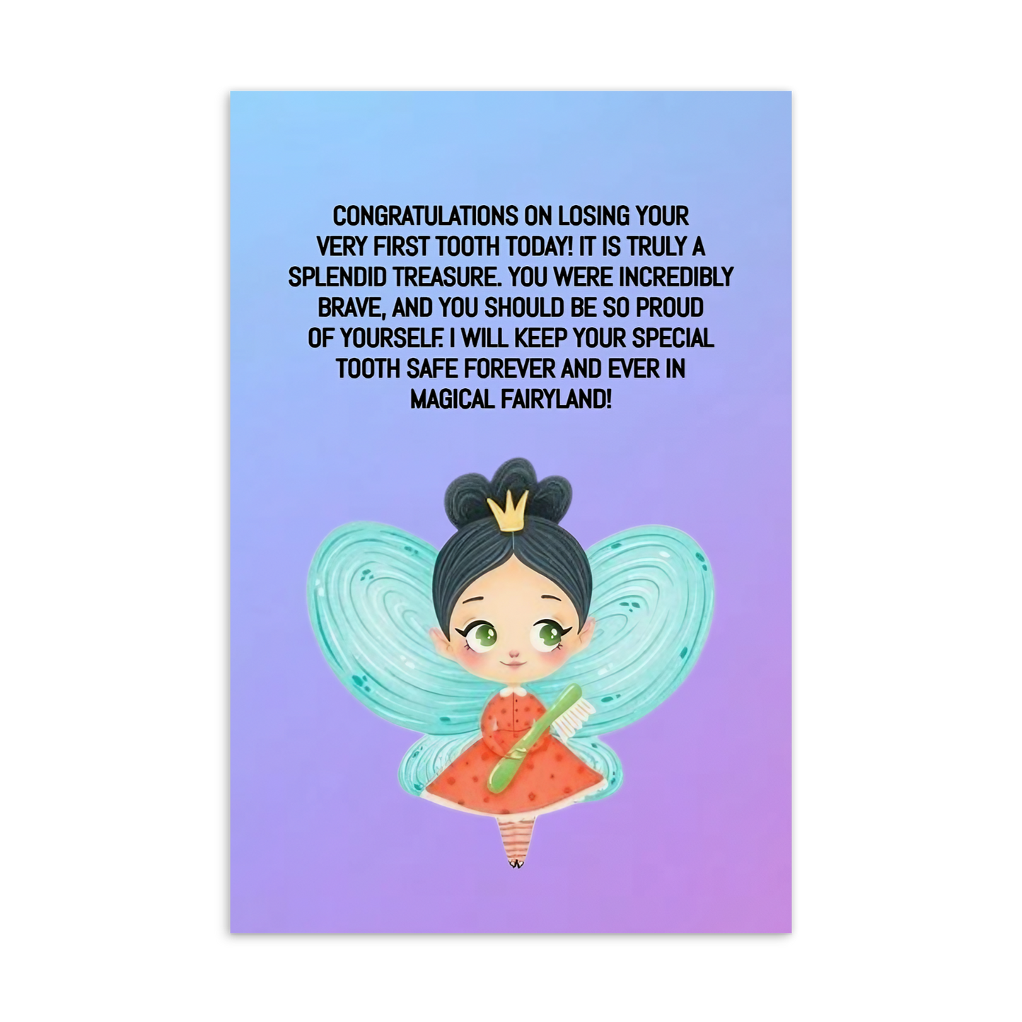 Tooth Fairy Thank You Cards-  Congratulations On Losing Your Very First Tooth Today!