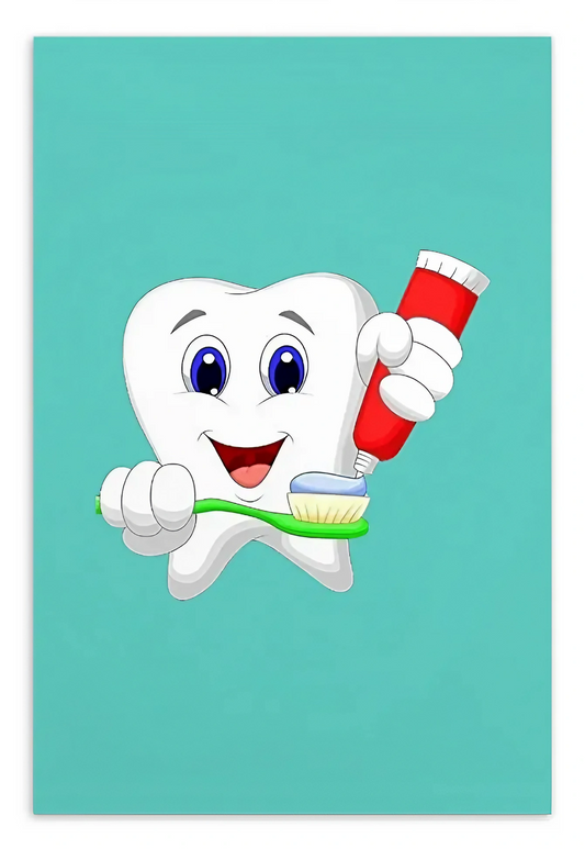 Dental Motivational & Reward Cards- Tooth Putting Toothpaste On Toothbrush (Green Background)