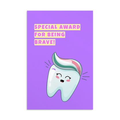 Dental Motivational & Reward Cards- Special Award For Being Brave!