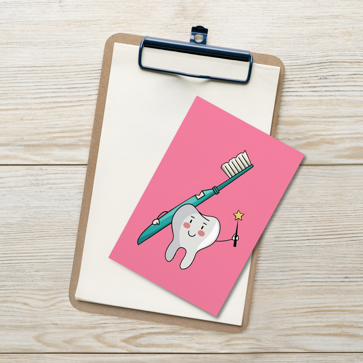 Dental Motivational & Reward Cards- Tooth holding green toothbrush and a magic wand